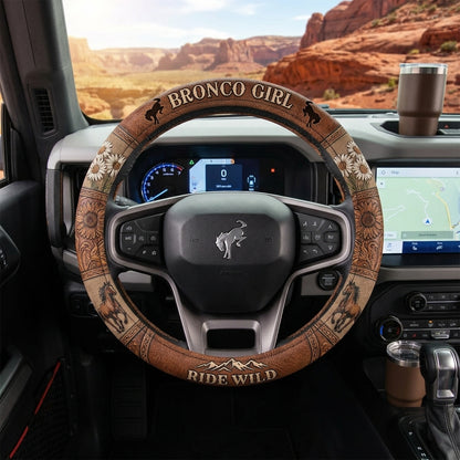 Bronco Girl Wild & Free Steering Wheel Cover