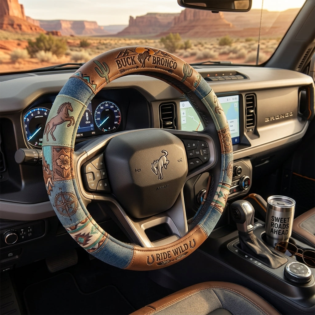 Bronco Ride Wild Steering Wheel Cover