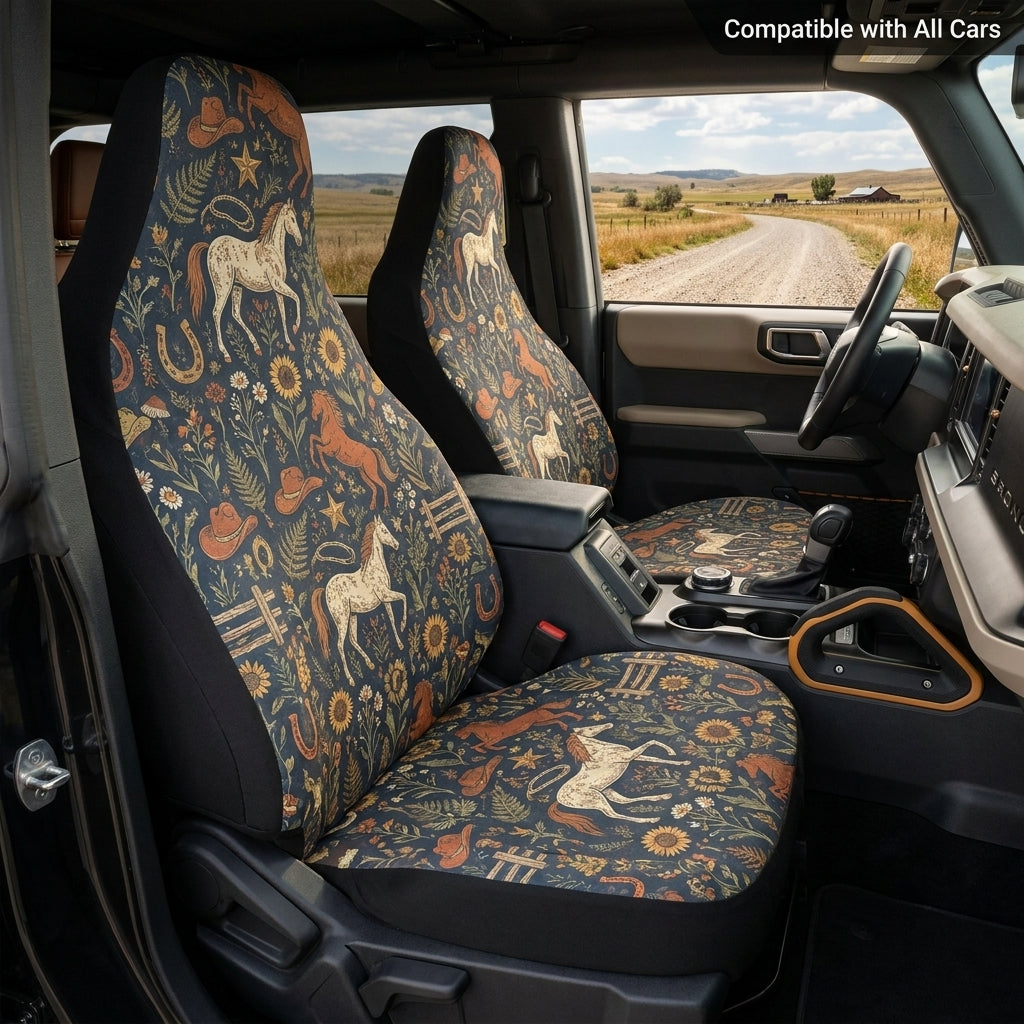 Cowboy Horse & Wildflower Car Seat Covers