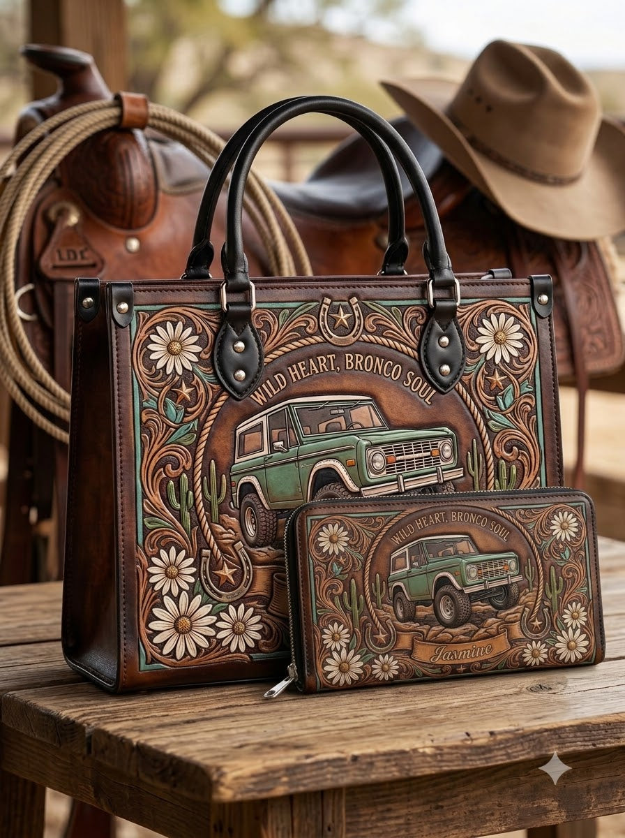 Wild Heart Bronco Floral Leather Bag + Matching Wallet