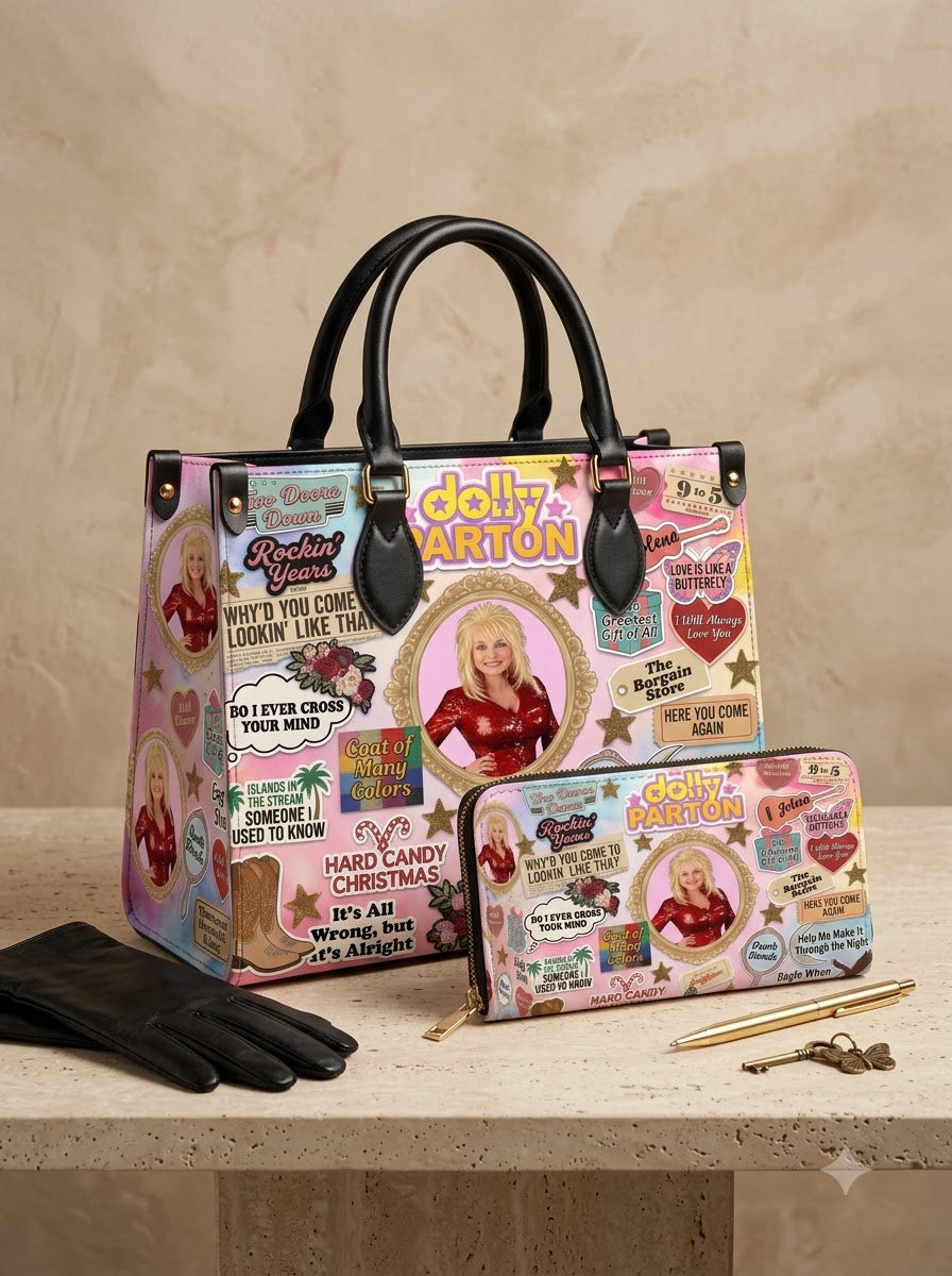 Dolly Parton Rockin’ Years Retro Leather Bag & Wallet Set