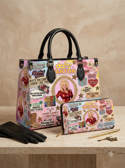 Dolly Parton Rockin’ Years Retro Leather Bag & Wallet Set