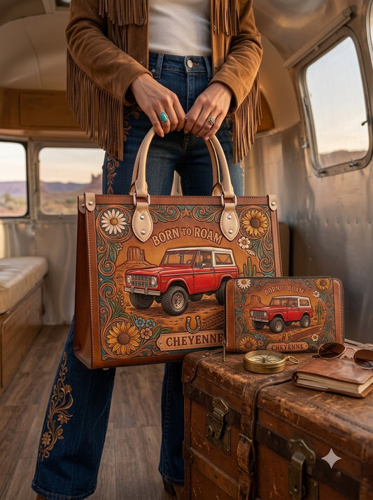 Born to Roam Leather Bag + Matching Wallet