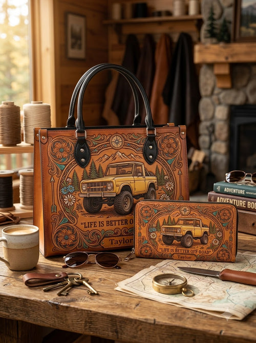 Life Is Better Off-Road Bronco Leather Bag + Matching Wallet