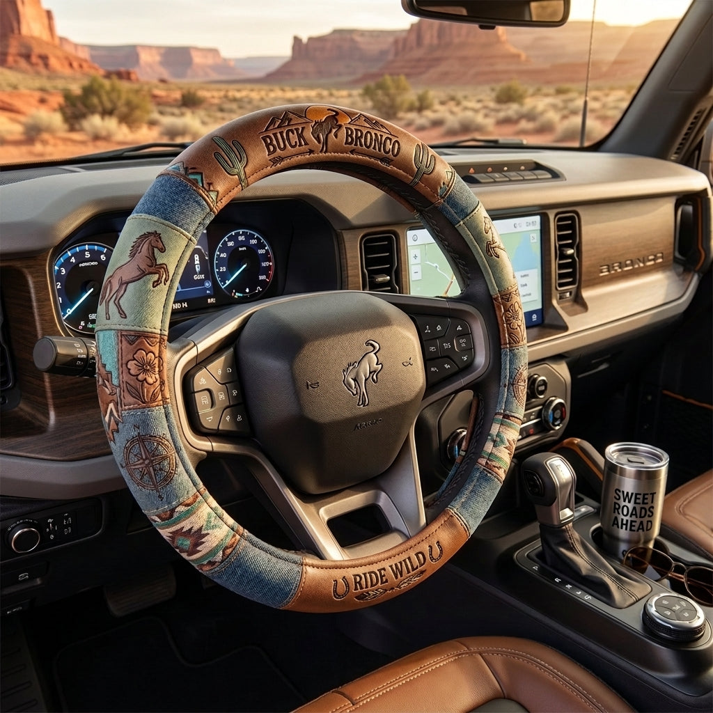 Bronco Ride Wild Steering Wheel Cover