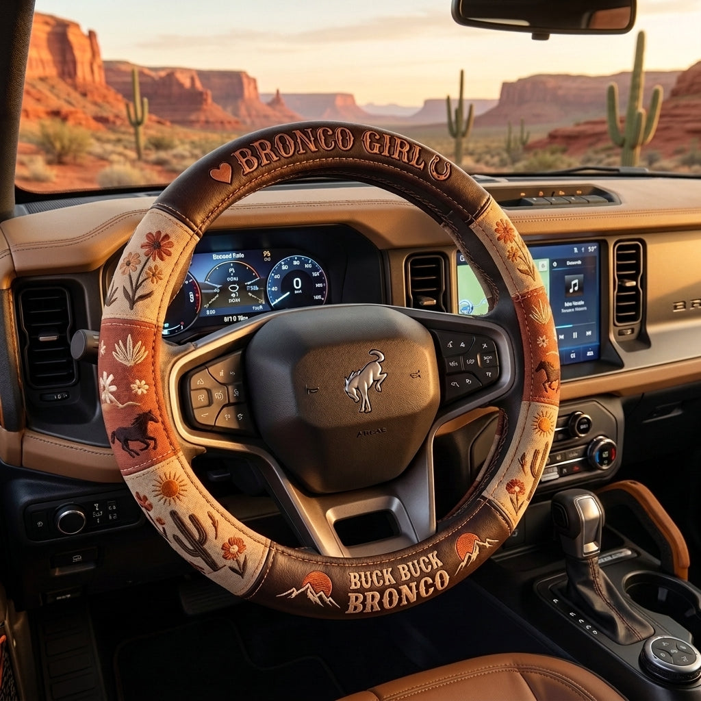 Bronco Cowgirl Steering Wheel Cover