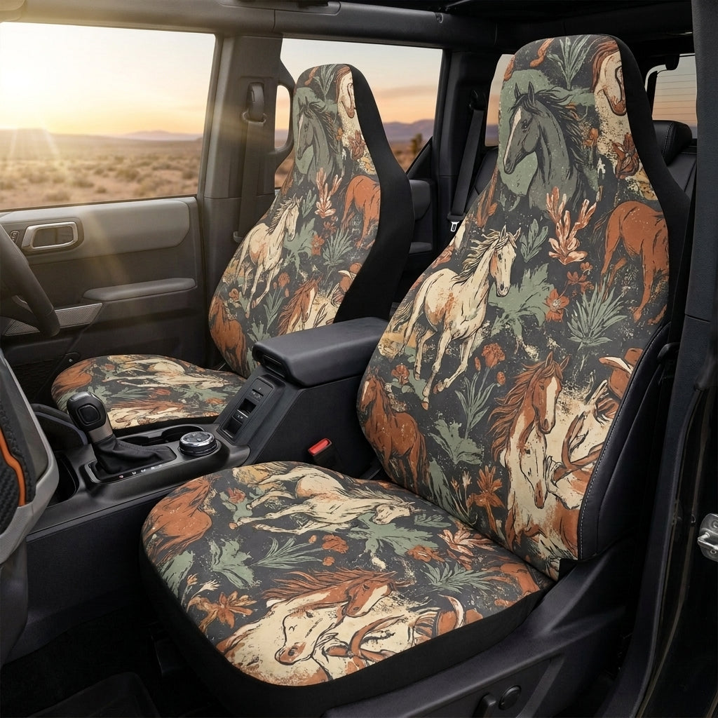 Vintage Wild Horse Car Seat Covers