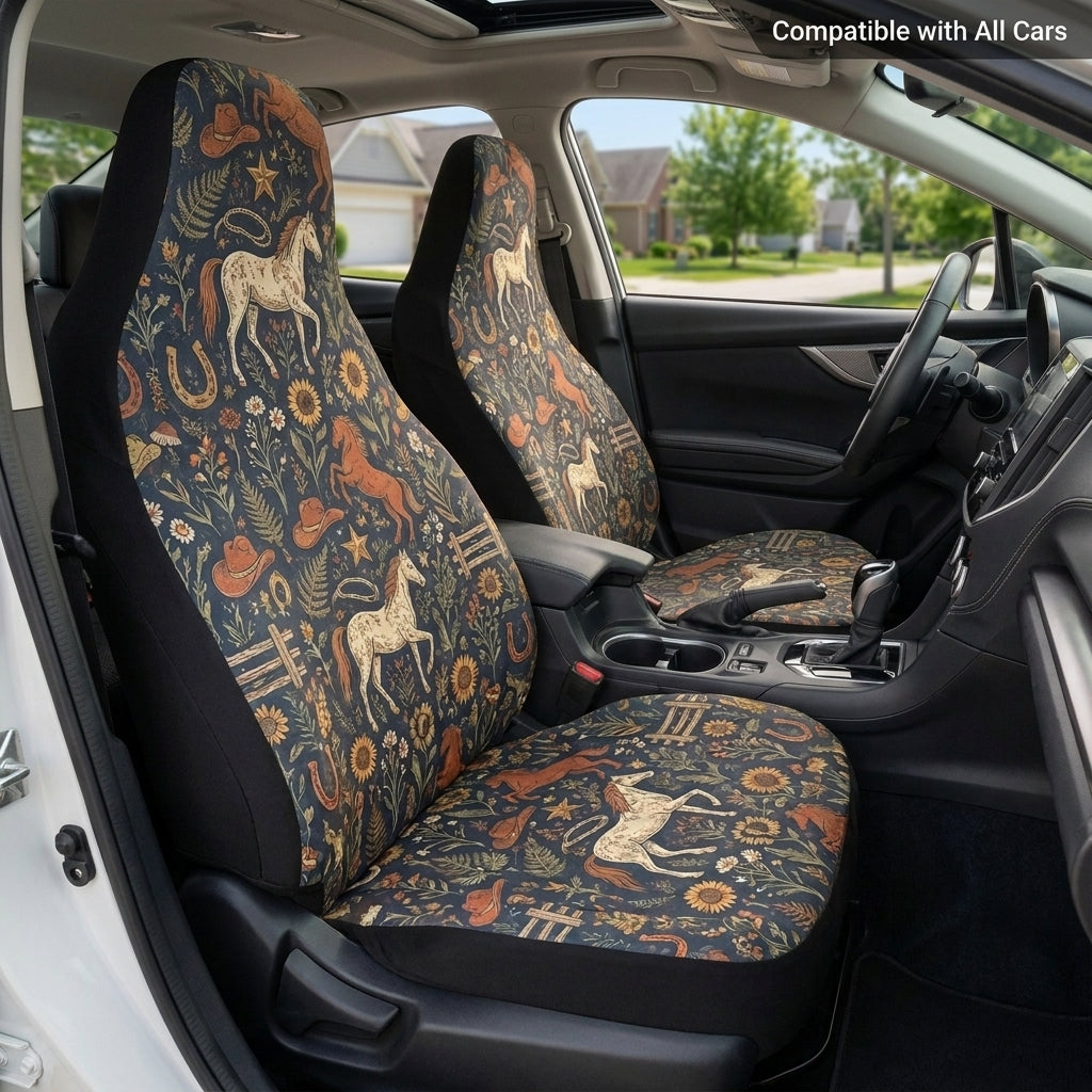 Cowboy Horse & Wildflower Car Seat Covers