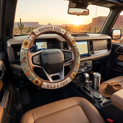 Bronco Girl Wild & Free Steering Wheel Cover