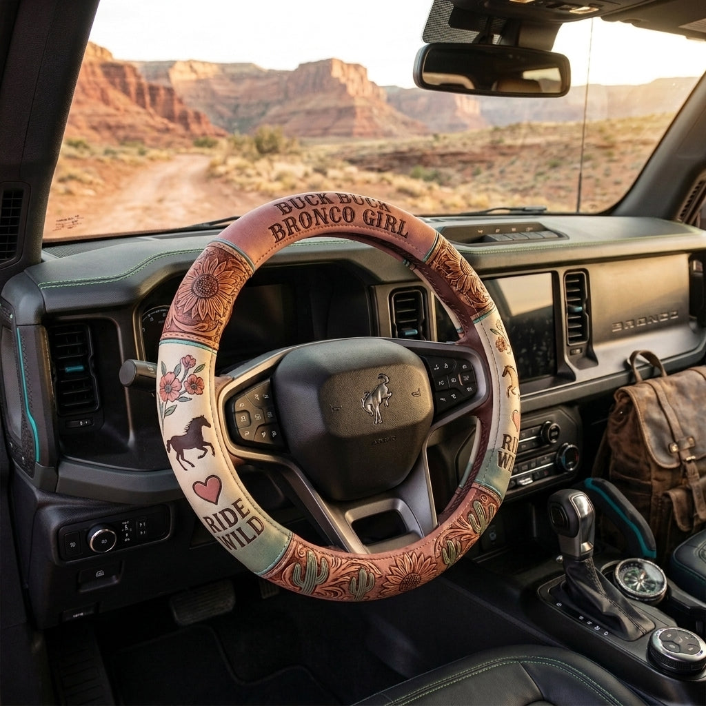 Bronco Girl Steering Wheel Cover – Sunflower & Western