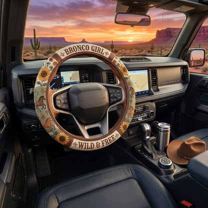 Bronco Girl Wild & Free Steering Wheel Cover