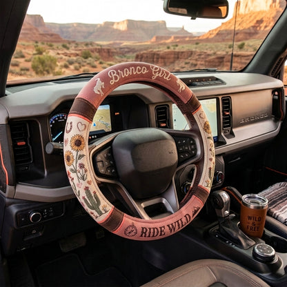 Bronco Girl Ride Wild Steering Wheel Cover
