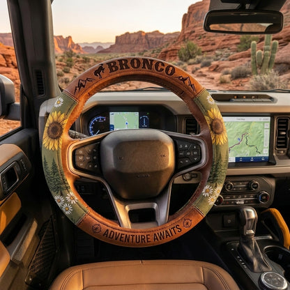 Bronco Girl Adventure Awaits Steering Wheel Cover