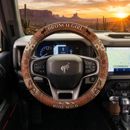 Bronco Girl Wild & Free Steering Wheel Cover