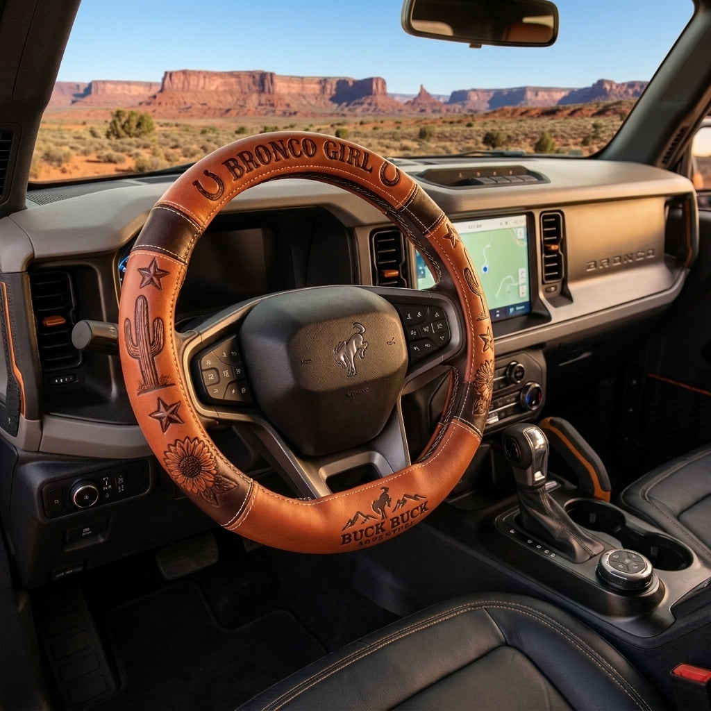 Buck Bronco Western Steering Wheel Cover