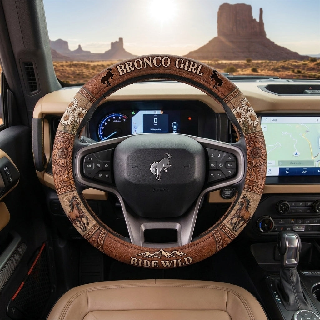 Bronco Girl Wild & Free Steering Wheel Cover