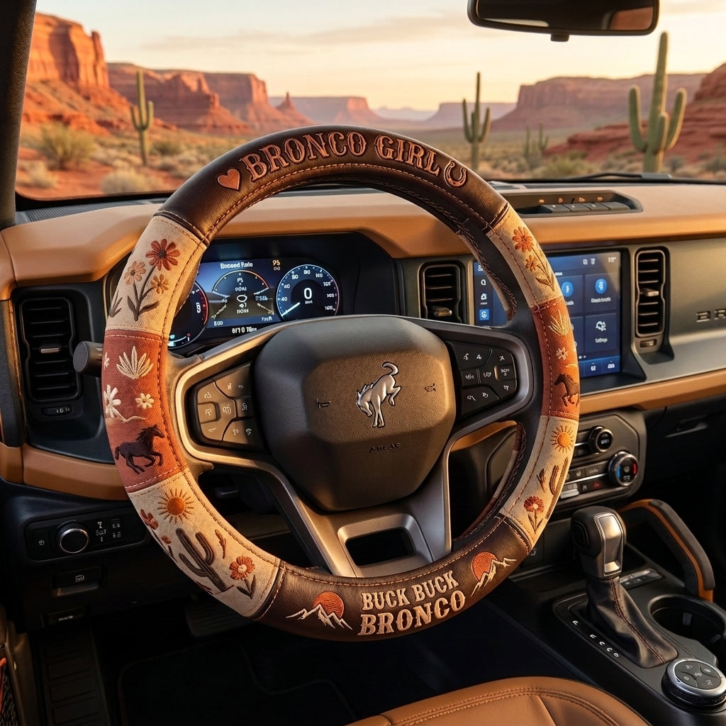 Bronco Cowgirl Steering Wheel Cover