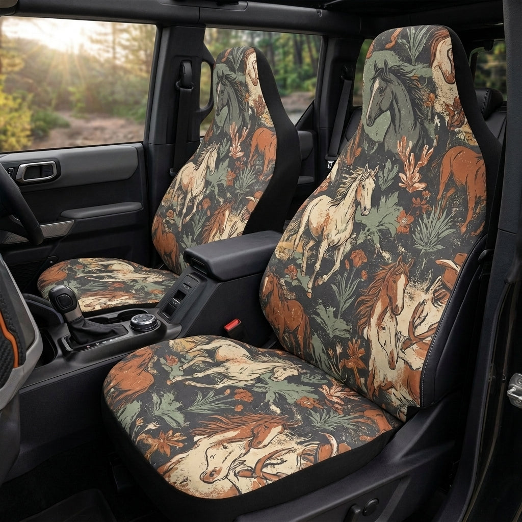 Vintage Wild Horse Car Seat Covers