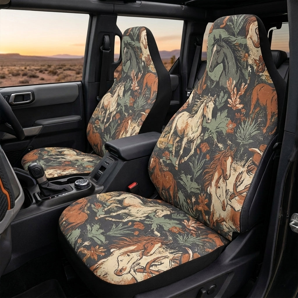 Vintage Wild Horse Car Seat Covers