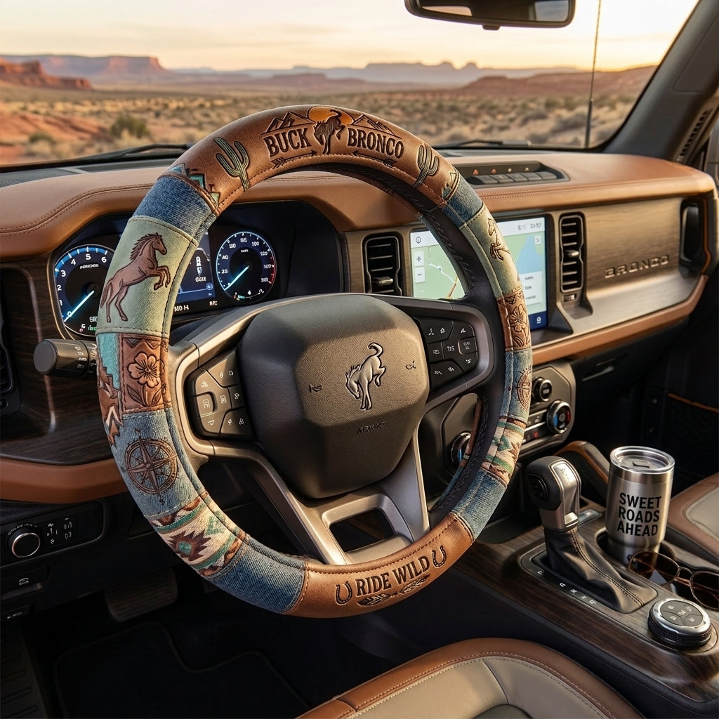 Bronco Ride Wild Steering Wheel Cover