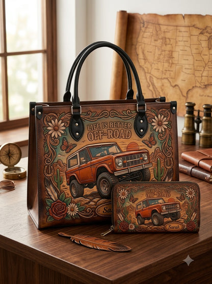 Off-Road Bronco Western Leather Bag + Matching Wallet