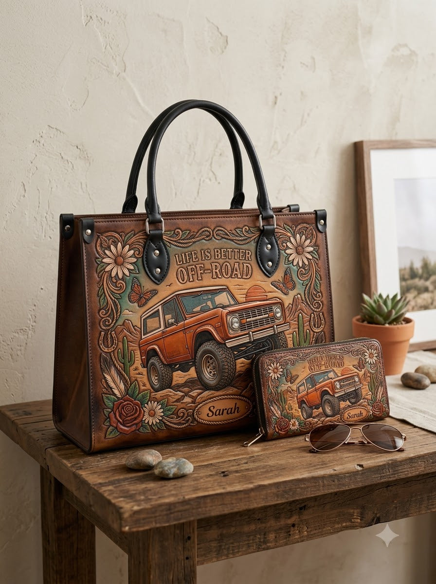 Off-Road Bronco Western Leather Bag + Matching Wallet