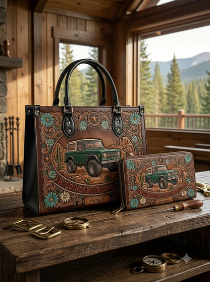 Wild Heart Bronco Western Floral Leather Bag + Matching Wallet