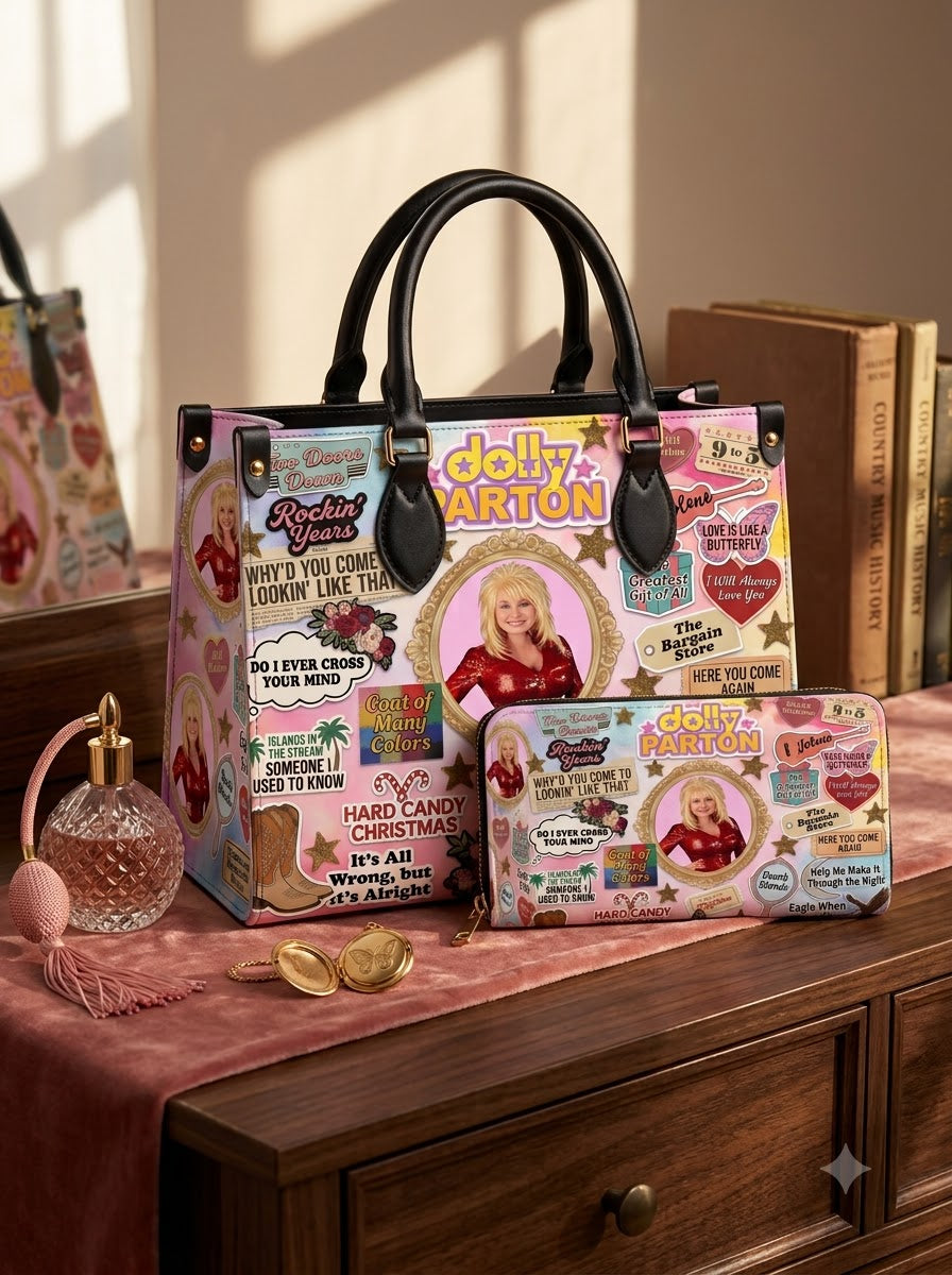 Dolly Parton Rockin’ Years Retro Leather Bag & Wallet Set