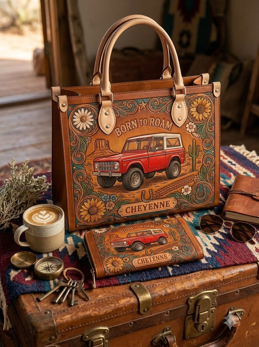Born to Roam Leather Bag + Matching Wallet