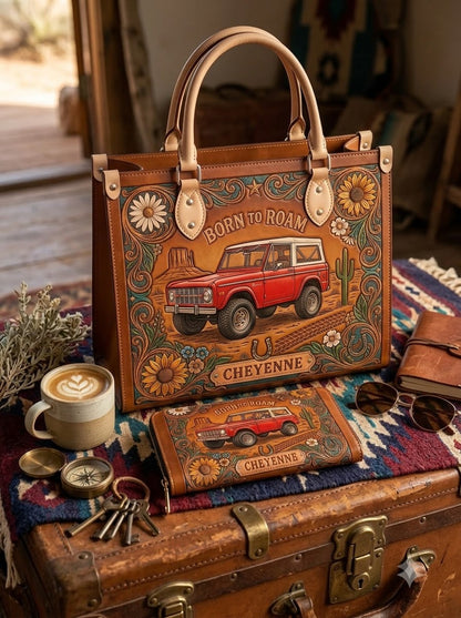 Born to Roam Leather Bag + Matching Wallet