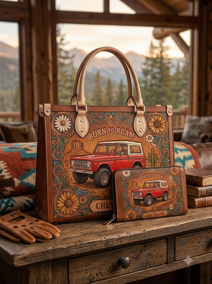 Born to Roam Leather Bag + Matching Wallet