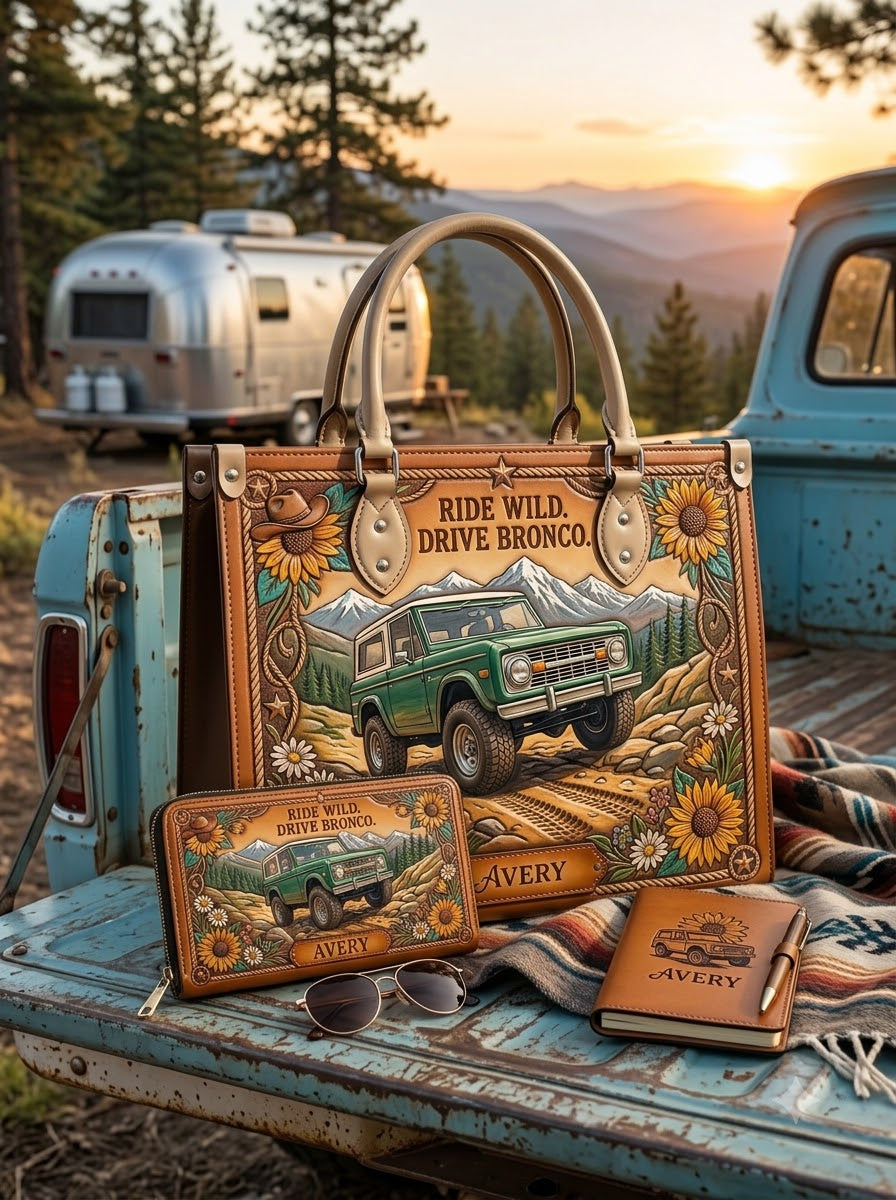 Ride Wild Bronco Adventure Leather Bag + Matching Wallet