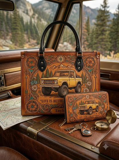 Life Is Better Off-Road Bronco Leather Bag + Matching Wallet