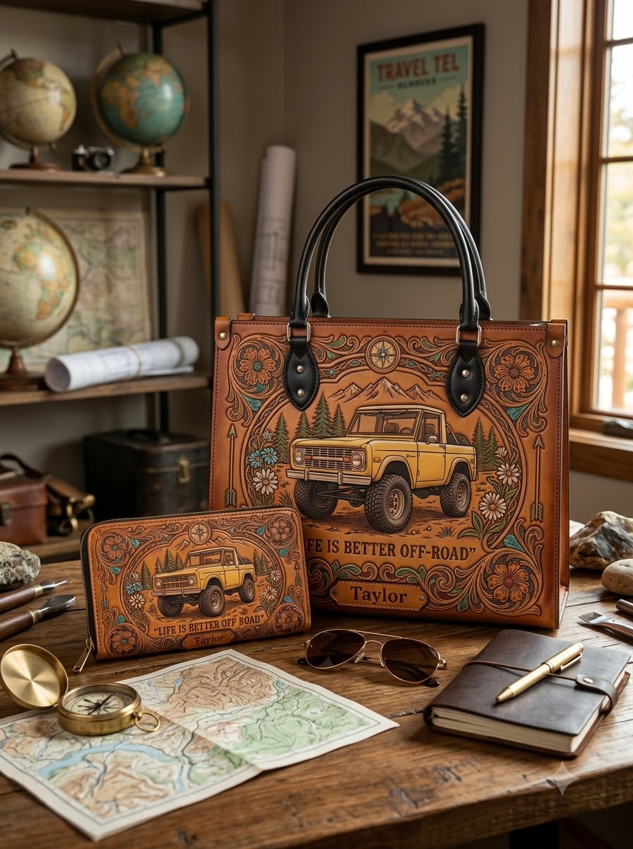 Life Is Better Off-Road Bronco Leather Bag + Matching Wallet