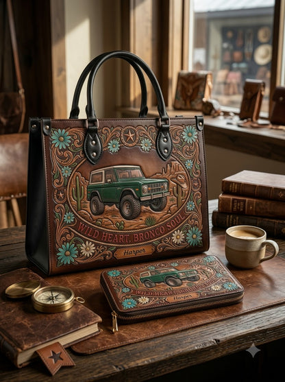Wild Heart Bronco Western Floral Leather Bag + Matching Wallet