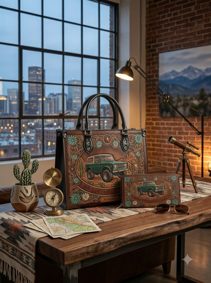 Wild Heart Bronco Western Floral Leather Bag + Matching Wallet