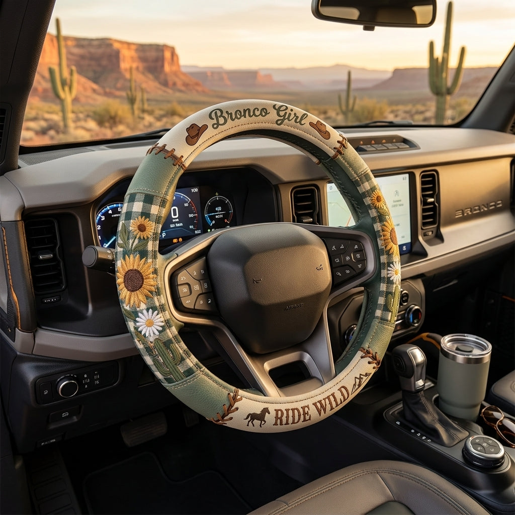 Bronco Ride Wild v2 Steering Wheel Cover