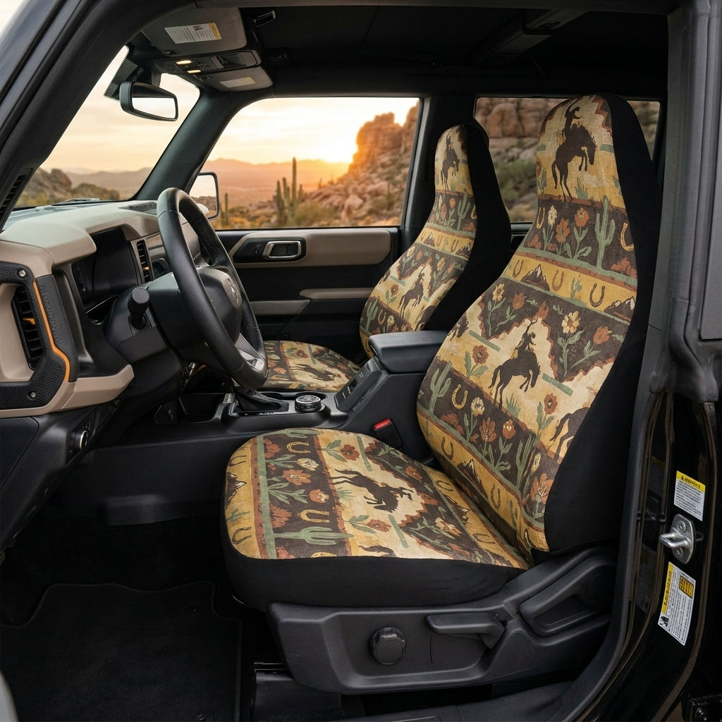 Western Cowboy Horse Car Seat Covers