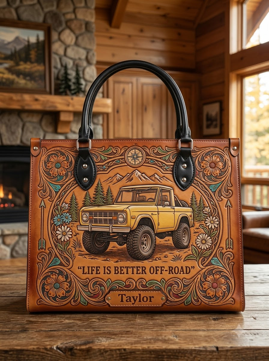 Life Is Better Off-Road Bronco Leather Bag + Matching Wallet