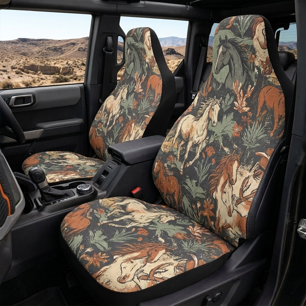 Vintage Wild Horse Car Seat Covers
