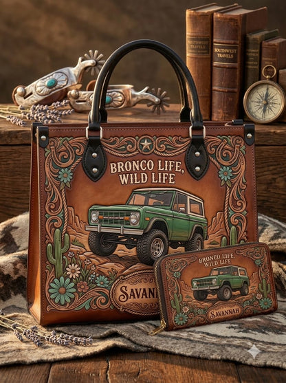 Bronco Life Wild Life Leather Bag + Matching Wallet
