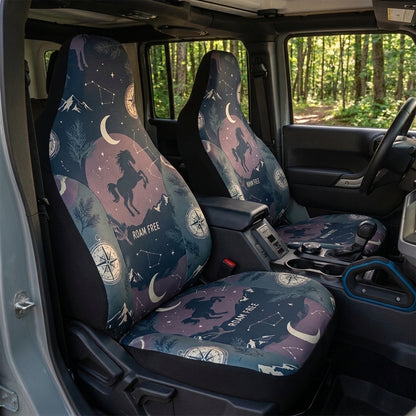 Bronco Car Seat Covers, Celestial Horse & Western Boho Print, 4x4 Interior Accessories