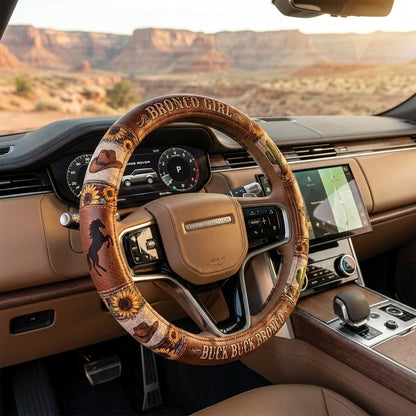 Western Cowgirl Sunflower Car Steering Wheel Cover