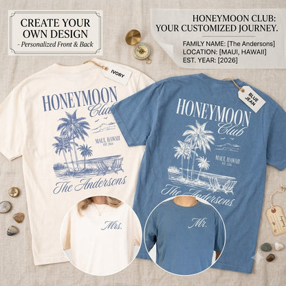 Comfort Colors® Honeymoon Club Shirt, Custom Mr And Mrs Shirts, Newlywed Wedding Shirt, Just Married Shirt, Wife And Husband Shirt