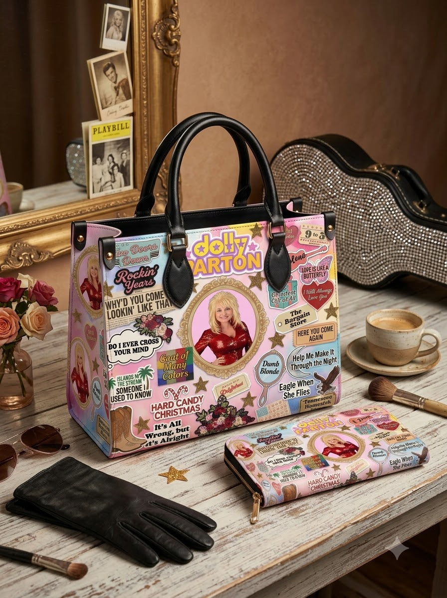 Dolly Parton Rockin’ Years Retro Leather Bag & Wallet Set