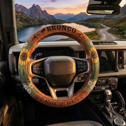 Bronco Girl Adventure Awaits Steering Wheel Cover