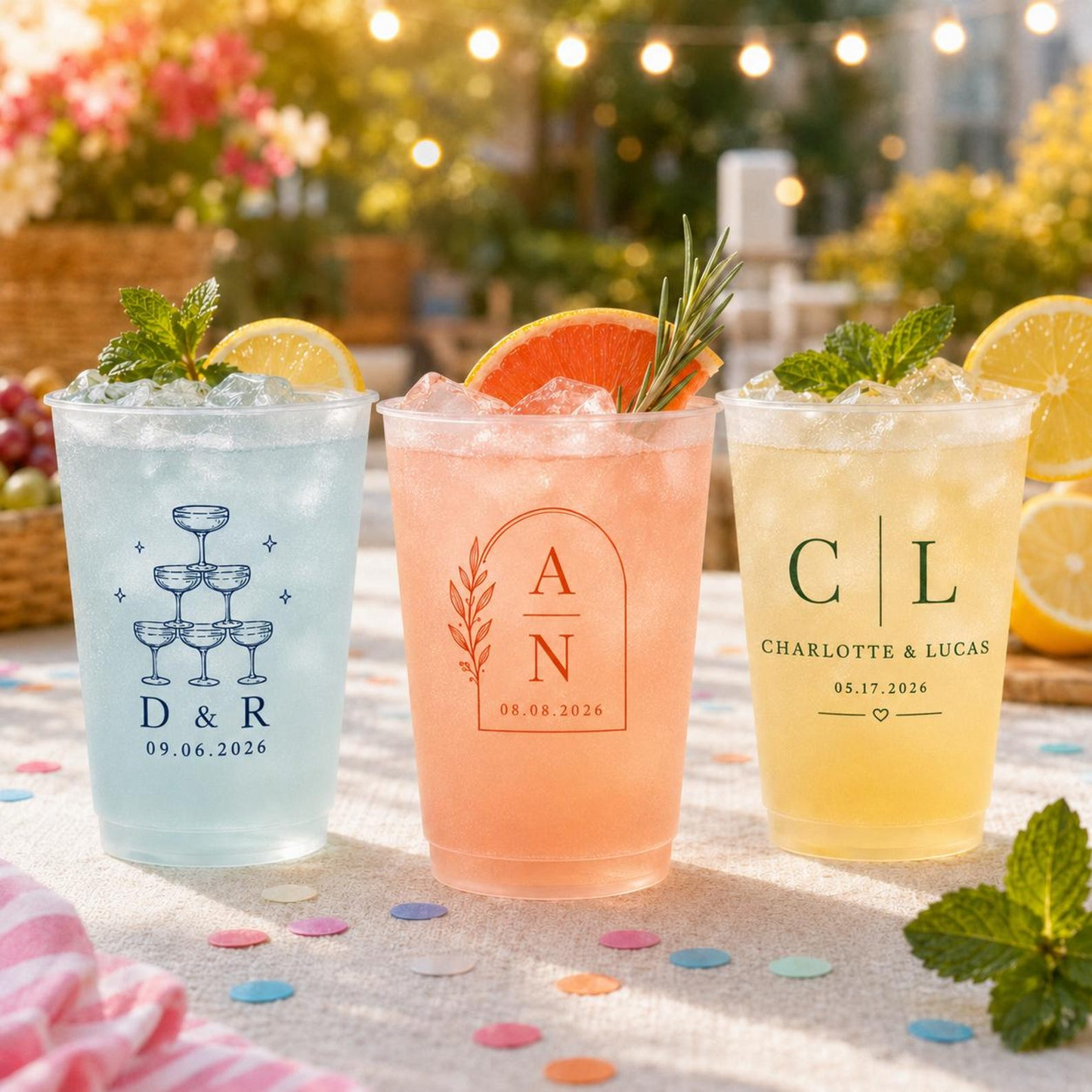 Personalized Reusable Frosted Cups, Custom Plastic Drink Cups, Wedding Party Cups, Birthday Cups, Bridal Shower Decorations