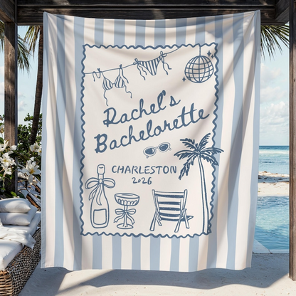 Custom Coastal Bachelorette Banner: Beach Bach Tapestry, Toast on the Coast Party Decor