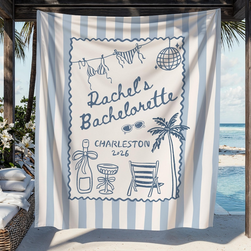 Custom Coastal Bachelorette Banner: Beach Bach Tapestry, Toast on the Coast Party Decor