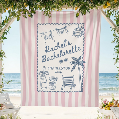 Custom Coastal Bachelorette Banner: Beach Bach Tapestry, Toast on the Coast Party Decor